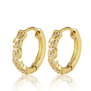 Brass TQ Metall Ohrringe Creolen Zirkonia Gold