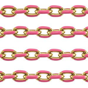 Stainless Steel - Rostfrei Stahl Schmuckzubeh&ouml;r Ankerkette Gliederkette Gold-pink
