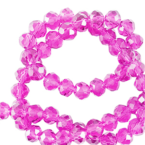 Top Glas Facett Perlen 4x3mm rondellen Neon pink