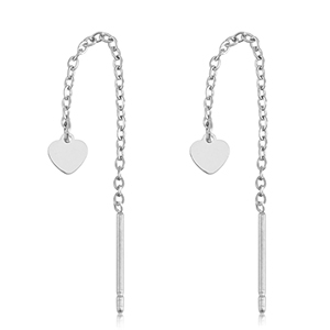 Ohrringe aus Stainless Steel - Rostfreiem Stahl Herz Silver