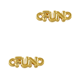 Metall Anh&auml;nger DQ Zwischenst&uuml;ck "FUN" Gold (Nickelfrei)