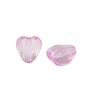 Acryl Perlen Herz Rose purple transparent