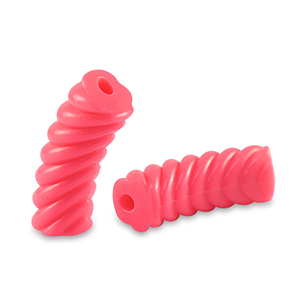 Tube Acrylperlen Twisted Neon coral red