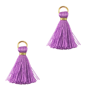 Perlen Quaste 2cm Gold-paisley purple