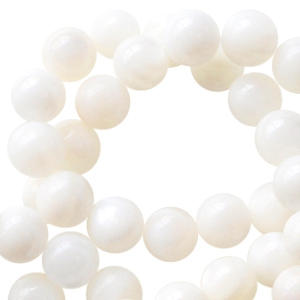 Muschel Perlen rund 3mm Weiss-pearl shine