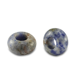 Natursteinperlen Sodalith und Mikrokline Rondell 14mm Blue-white