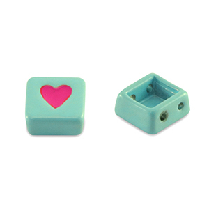 Tile beads Viereck Ocean blue-magenta pink