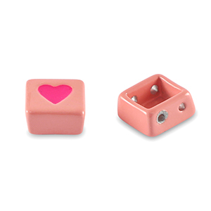 Tile beads Viereck Lantana pink-magenta pink