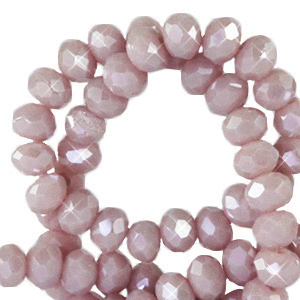 Top Glas Facett Perlen 3x2mm rondellen Soft rose ash-pearl shine coating