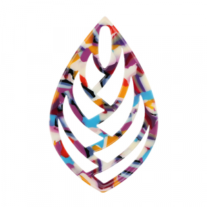 Resin Anh&auml;nger Blatt Multicolor confetti