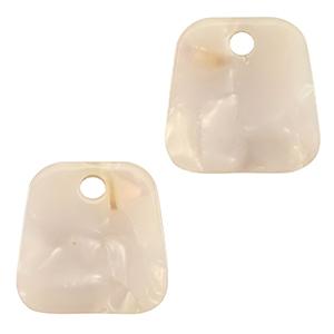 Resin Anh&auml;nger Trapez Pearl white-pink