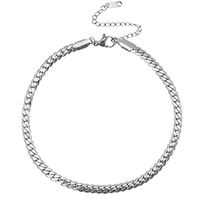 Fusskettchen aus Stainless Steel - Rostfreiem Stahl Schlangenkette Silver
