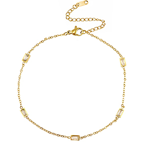 Fusskettchen aus Stainless Steel - Rostfreiem Stahl Crystal Gold