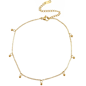 Fusskettchen aus Stainless Steel - Rostfreiem Stahl Ball Gold