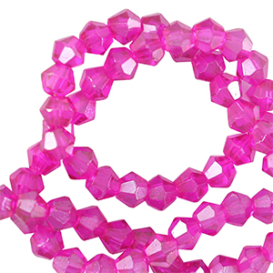 Glas Top Facett Perlen Bicone 6mm Neon pink