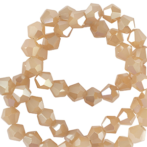 Glas Top Facett Perlen Bicone 4mm Latte beige