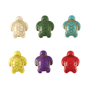 Naturstein Perlen Howlit Schildkr&ouml;te Multicolour