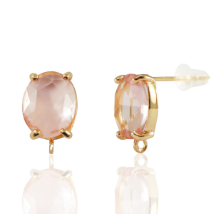 Ohrringe / Ohrstecker aus Kristallglas mit &Ouml;se Oval Peach-gold