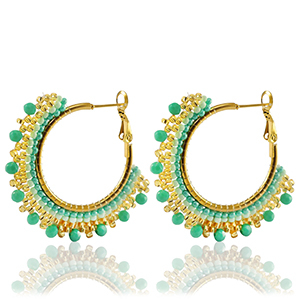 Ohrringe aus Stainless Steel - Rostfreiem Stahl Perlen Mint turquoise-gold