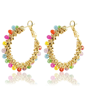 Ohrringe aus Stainless Steel - Rostfreiem Stahl Facett Multicolour-gold