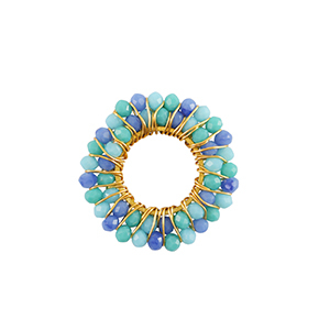 Stainless Steel - Rostfrei Stahl Anh&auml;nger Facett 24mm  Blue-gold