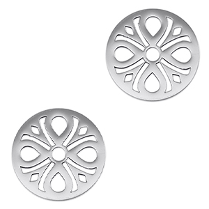 Stainless Steel - Rostfrei Stahl Anh&auml;nger Zwischenst&uuml;ck Blume Silver