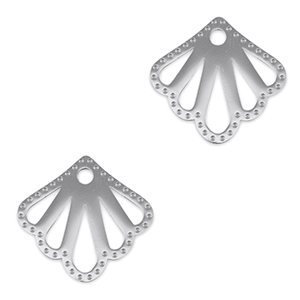 Stainless Steel - Rostfrei Stahl Anh&auml;nger Zwischenst&uuml;ck Muschel Silver