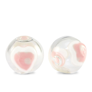 Handbemalt Glasperlen 14mm Transparent-white soft pink