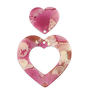 Statement-Anh&auml;nger Herz Magenta marble