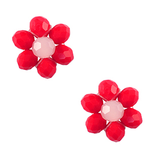Top Facett Perlen Anh&auml;nger Blume Red-pink