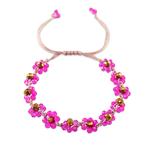 Facett Glas Fusskettchen  Blume Fuchsia-topaz brown