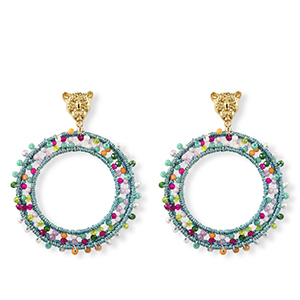 Top Facett Perlen Ohrringe 60mm Gold-multicolour