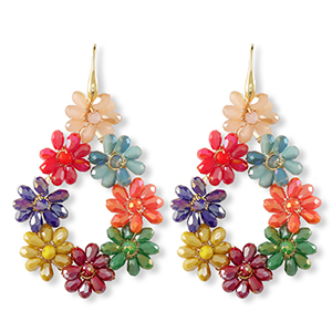 Top Facett Perlen Ohrringe Tropfen Gold-multicolour