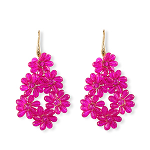 Top Facett Perlen Ohrringe Tropfen Gold-neon pink