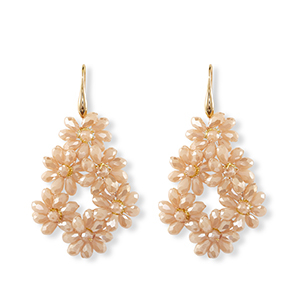 Top Facett Perlen Ohrringe Tropfen Gold-latte beige