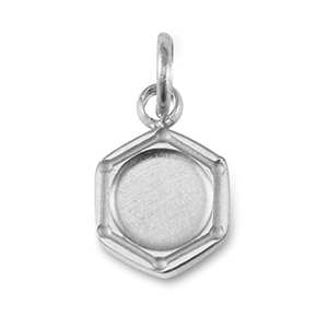 Geburtssteine Anh&auml;nger mit Fassung f&uuml;r SS16 Flatback aus Stainless Steel Silver