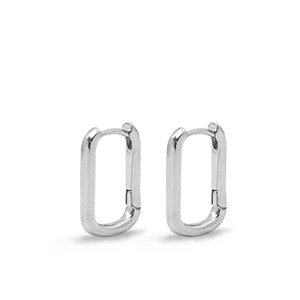 Metall Zubeh&ouml;r DQ Ohrringe Creolen Oval Silber (Nickelfrei)