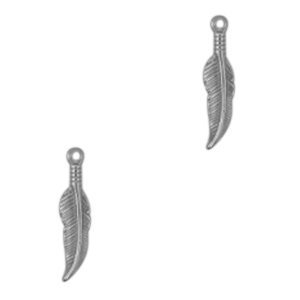 Stainless Steel - Rostfrei Stahl Anh&auml;nger Federn Antik silber