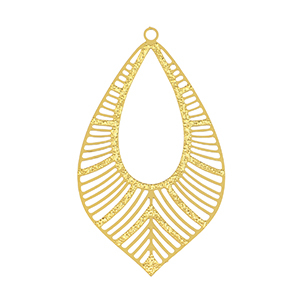 Stainless Steel - Rostfrei Stahl Anh&auml;nger Bohemian Blatt Gold