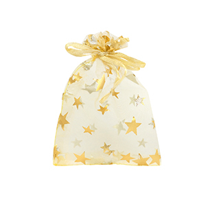 Schmuckbeutel Organza 7x9cm Stern Golden yellow-gold