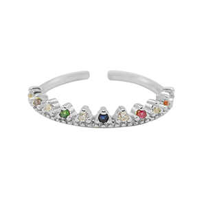 Brass TQ Metall Ring Zirkonia Silver-multicolour
