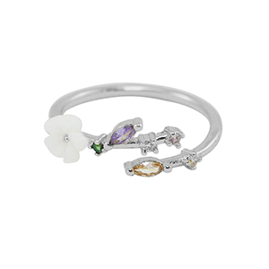 Brass TQ Metall Ring Zirkonia Silver-multicolour