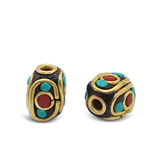 Bohemian-Perlen Turquoise-red antique gold