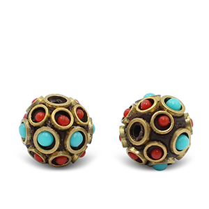 Bohemian-Perlen Turquoise-red antique gold