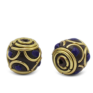 Bohemian-Perlen Dark royal blue-antique gold