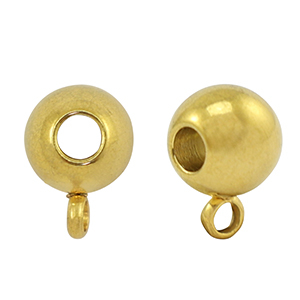 Stainless Steel - Rostfrei Stahl Perlen mit &Ouml;se 8mm Gold