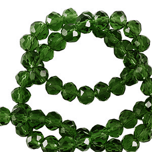 Top Glas Facett Perlen 6x4mm rondellen Dark emerald green