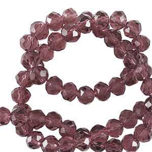 Top Glas Facett Perlen 4x3mm rondellen Magenta purple