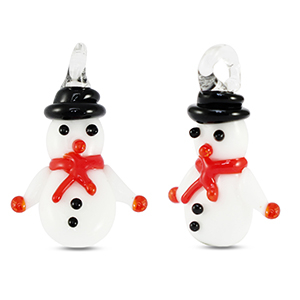 Glas-Anh&auml;nger Schneemann White-red-black