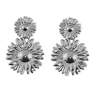 Ohrringe aus Stainless Steel - Rostfreiem Stahl Ohrstecker Blume Silver